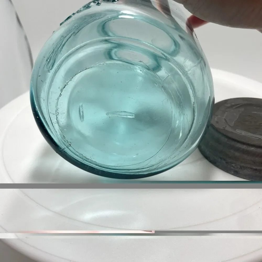 Vtg Ball Perfect Mason Green Glass Jar w Zinc Lid Wide Mouth Quart #1